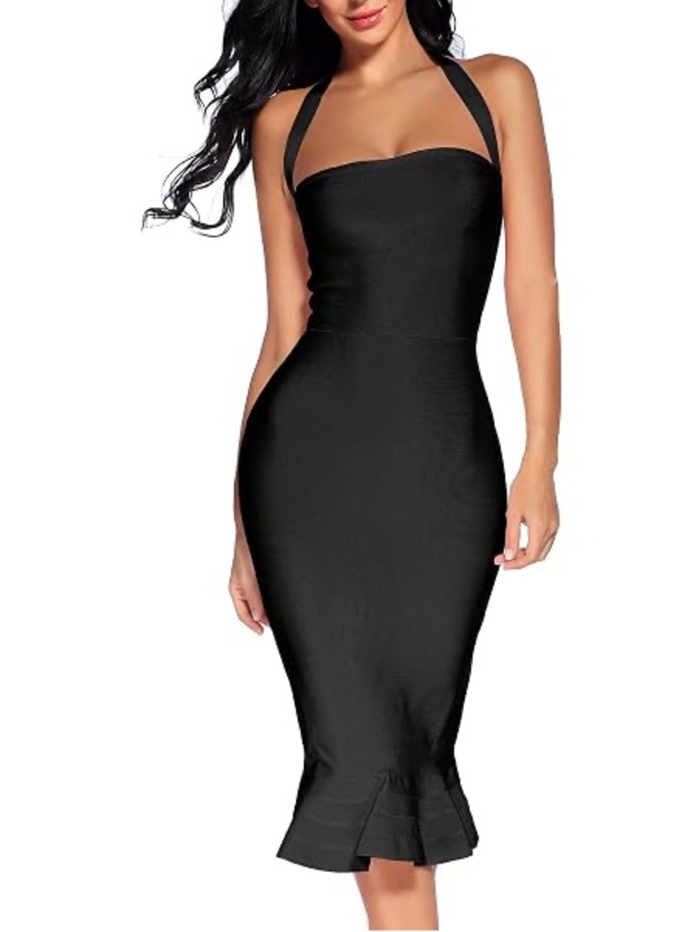 AKIRA Black Sheath Bodycon Midi Dress